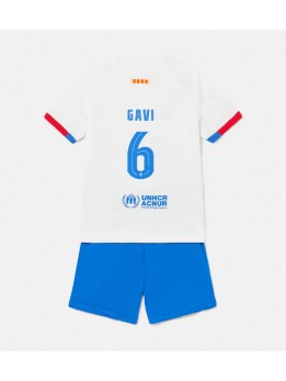 Otroški Nogometna dresi replika Barcelona Paez Gavi #6 Gostujoči 2023-24 Kratek rokav (+ hlače)
